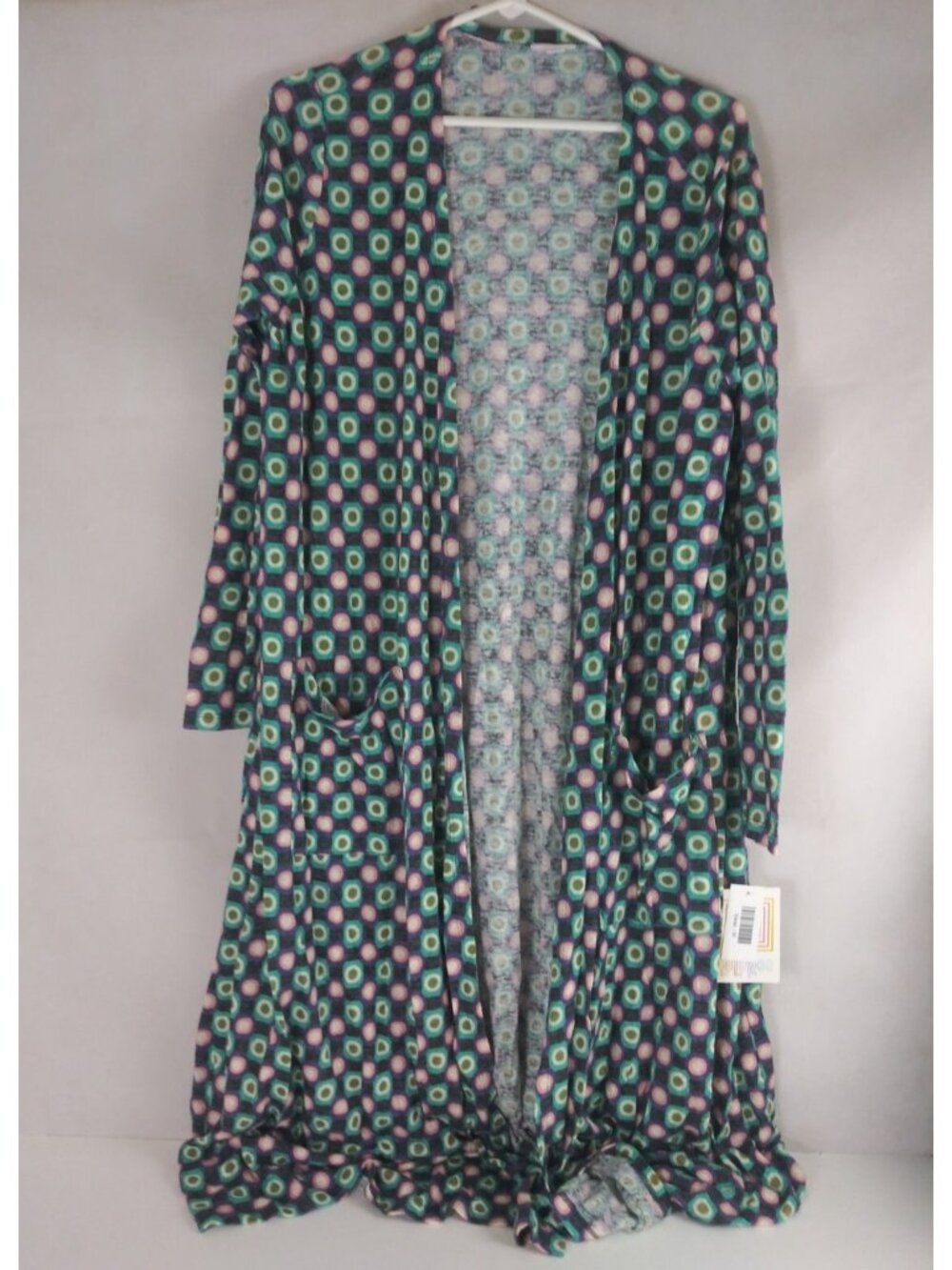 NWT Lularoe Sarah Colorful Geometric Open Front Cardigan Sweater Medium